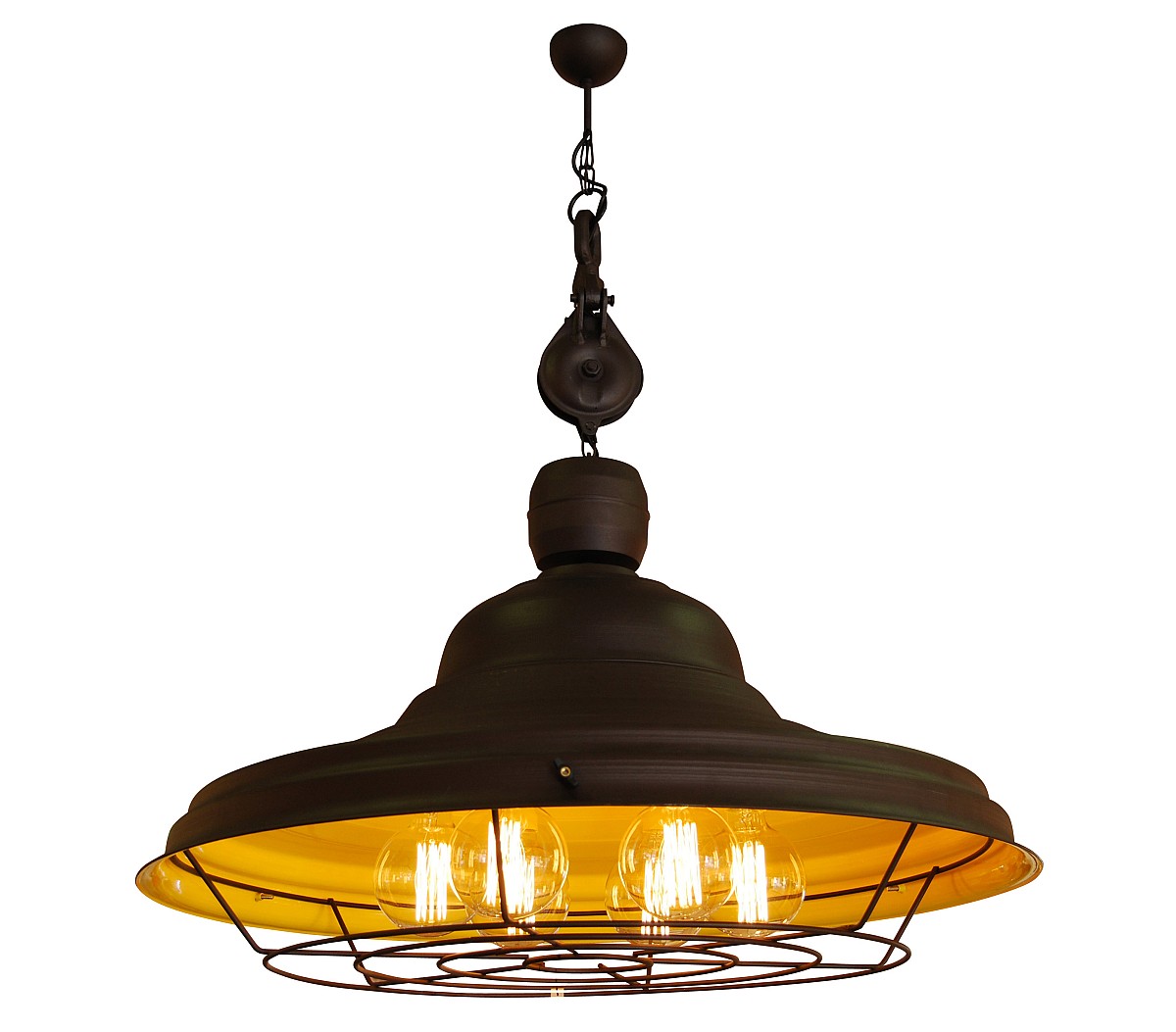 HL-300W-6P DRONE BROWN RUSTY & YELLOW PENDANT