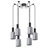 SE21-BL-4-BL6-GL1 ADEPT TUBE Black Pendant Smoked Glass+