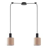 SE21-BL-4-BL2-SH3 ADEPT TUBE Black Pendant Brown Fabric Shade+