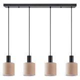 SE21-BL-4-4BL-SH3 ADEPT TUBE Black Pendant Brown Fabric Shade+