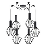 SE21-BL-4-BL6-GR1 ADEPT TUBE Black Pendant Black Metal Grid+
