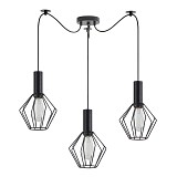 SE21-BL-4-BL3-GR1 ADEPT TUBE Black Pendant Black Metal Grid+