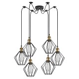 SE21-BR-10-BL6-GR1 MAGNUM Bronze Metal Pendant Black Metal Grid with Black Fabric Cable+