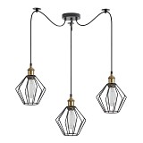 SE21-BR-10-BL3-GR1 MAGNUM Bronze Metal Pendant Black Metal Grid with Black Fabric Cable+