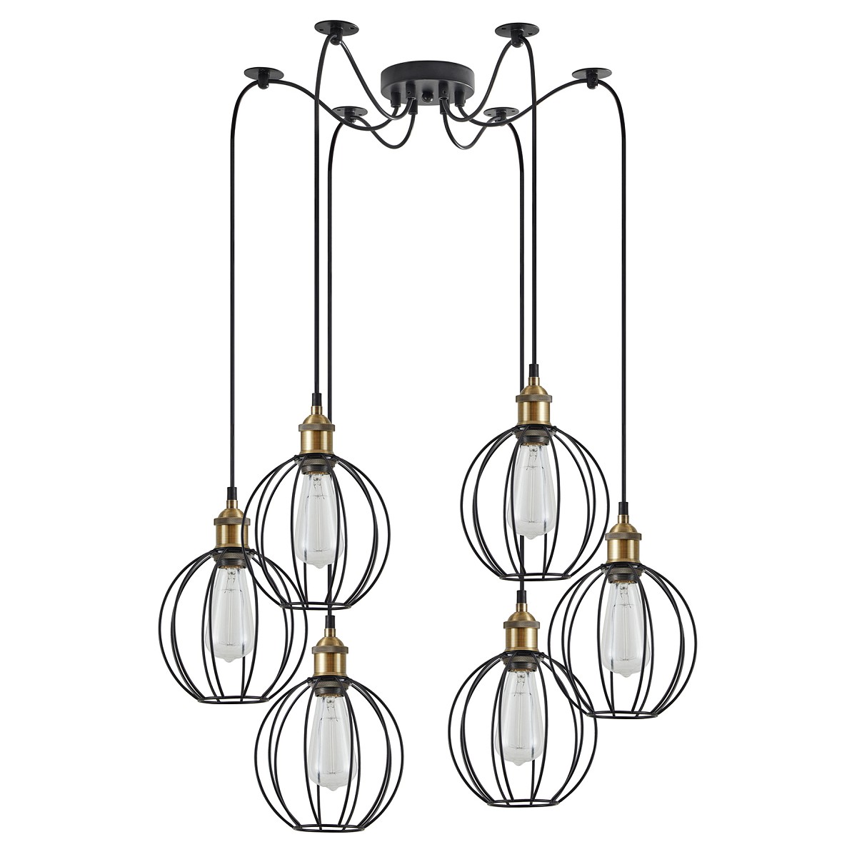 SE21-BR-10-BL6-GR2 MAGNUM Bronze Metal Pendant Black Metal Grid with Black Fabric Cable+