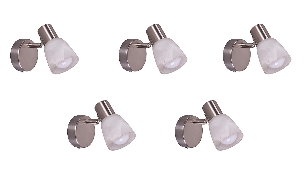 SE 130-C1 (x5) Softy Packet Nickel mat adjustable spotlight with opal glass+
