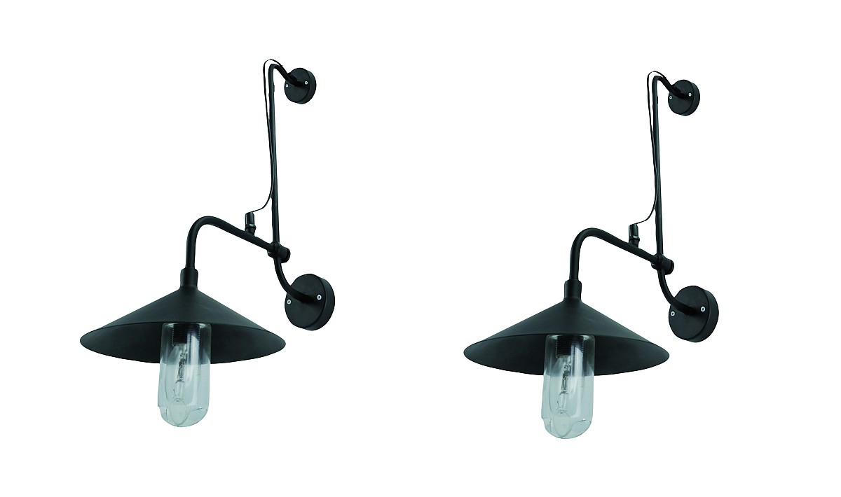 WL111064 (x2) Dim Packet Metal black adjustable wall lamp+