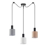 SE21-BL-4-BL3-SH12 ADEPT FLEX Black Pendant White, Grey, Brown Fabric Shade+