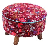 Κάθισμα με βελούδο 60 εκ. - μπορντώ στρογγυλό ξύλινο