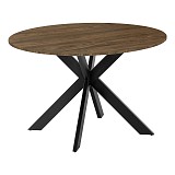 Τραπέζι Jeston pakoworld MDF καρυδί-πόδι μαύρο μέταλλο Φ120x75εκ