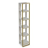 Βιβλιοθήκη Marble pakoworld χρώμα λευκό μαρμάρου-χρυσό 32x31,5x178,5εκ
