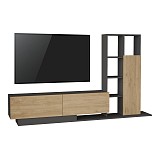 Σύνθετο σαλονιού Damon pakoworld σε φυσική-ανθρακί απόχρωση 140x29.5x39.5εκ