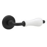 Roline Κ306 Πόμολο Πόρτας με Ροζέτα από Ορείχαλκο & Πορσελάνη Μαύρο Ματ-Λευκό Φ50x129mm