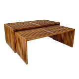 Τραπέζι Tinnie pakoworld σετ 2τεμ teak ξύλο σε φυσική απόχρωση