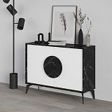 Μπουφές Gora Megapap χρώμα μαύρο εφέ μαρμάρου - λευκό 110x35,6x82εκ.