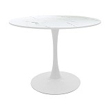 Tραπέζι Balou pakoworld mdf σε λευκή απόχρωση με όψη μαρμάρου Φ100x76εκ