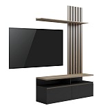 Σύνθετο σαλονιού Perlento pakoworld σε μαύρο με sonoma απόχρωση 140x41x219.5εκ