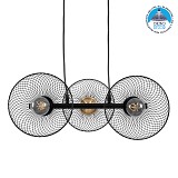 GLOBOSTAR® VERONA 00586 Μοντέρνο Κρεμαστό Φωτιστικό Οροφής με Ντουί 3 x E27 AC 220-240V IP20 - Μαύρο & Χρυσό - Μ50 x Π28 x Υ20cm