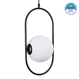 GLOBOSTAR® HAMBURG 00591 Μοντέρνο Κρεμαστό Φωτιστικό Οροφής με Ντουί 1 x E14 AC 220-240V IP20 - Μαύρο & Λευκό - Μ25 x Π20 x Υ50cm