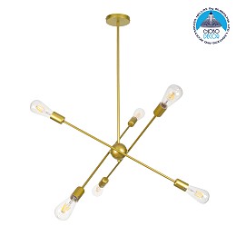 GLOBOSTAR® ZANE 00786 Μοντέρνο Φωτιστικό Οροφής με Ντουί 6 x E27 AC 220-240V IP20 - Χρυσό - Μ70 x Π70 x Υ100cm