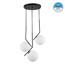 GLOBOSTAR® MONROE 00952 Μοντέρνο Κρεμαστό Φωτιστικό Οροφής με Ντουί 3 x E27 AC 220-240V IP20 - Μαύρο & Λευκό - Μ60 x Π60 x Υ50cm