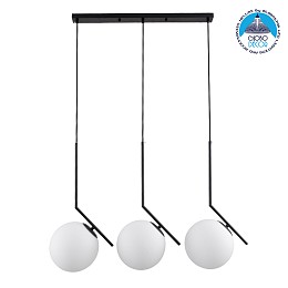 GLOBOSTAR® MONROE 00954 Μοντέρνο Κρεμαστό Φωτιστικό Οροφής με Ντουί 3 x E27 AC 220-240V IP20 - Μαύρο & Λευκό - Μ74 x Π25 x Υ50cm