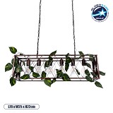 GLOBOSTAR® CLARITY 00963 Vintage Κρεμαστό Φωτιστικό Οροφής με Ντουί 6 x E27 AC 220-240V IP20 - Χάλκινο Εφέ Σκουριάς & Πράσινο - Μ78 x Π25 x Υ22cm