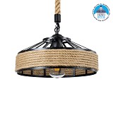 GLOBOSTAR® SAHARA 01146 Boho Κρεμαστό Φωτιστικό Οροφής με Ντουί 1 x E27 AC 220-240V IP20 - Μπεζ & Μαύρο - Μ31 x Π31 x Υ14cm