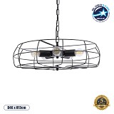 GLOBOSTAR® HELIX 01164 Vintage Κρεμαστό Φωτιστικό Οροφής με Ντουί 5 x E27 AC 220-240V IP20 - Μαύρο - Μ46 x Π46 x Υ13cm