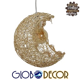 GLOBOSTAR® CRESCENT 01222 Vintage Κρεμαστό Φωτιστικό Οροφής με Ντουί 1 x E27 AC 220-240V IP20 - Μπεζ - Μ30 x Π20 x Υ35cm