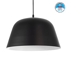 GLOBOSTAR® UPVALE 01281 Μοντέρνο Κρεμαστό Φωτιστικό Οροφής με Ντουί 1 x E27 AC 220-240V IP20 - Μαύρο & Λευκό - Μ40 x Π40 x Υ24cm
