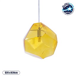 GLOBOSTAR® RINA 01308 Μοντέρνο Κρεμαστό Φωτιστικό Οροφής με Ντουί 1 x G9 AC 220-240V IP20 - Κίτρινο - Μ20 x Π20 x Υ20cm