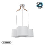 GLOBOSTAR® RAMSON 01526 Μοντέρνο Κρεμαστό Φωτιστικό Οροφής με Ντουί 3 x E27 AC 220-240V IP20 - Λευκό & Μπεζ - Μ65 x Π65 x Υ20cm