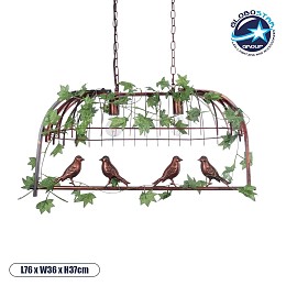 GLOBOSTAR® NEST 01645 Vintage Κρεμαστό Φωτιστικό Οροφής με Ντουί 2 x E27 AC 220-240V IP20 - Χάλκινο & Πράσινο - Μ73.6 x Π37.5 x Y38.5cm