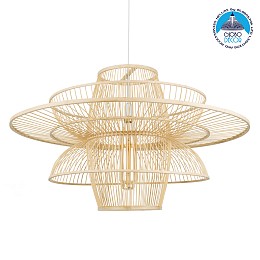 GLOBOSTAR® BALI 01758 Boho Κρεμαστό Φωτιστικό Οροφής με Ντουί 1 x E27 AC 220-240V IP20 - Μπεζ - Μ100 x Π100 x Υ60cm
