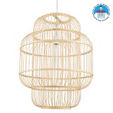 GLOBOSTAR® HIBISCUS 01763 Boho Κρεμαστό Φωτιστικό Οροφής με Ντουί 1 x E27 AC 220-240V IP20 - Μπεζ - Μ48 x Π48 x Y60cm