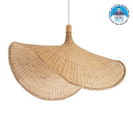GLOBOSTAR® CUBA 01767 Boho Κρεμαστό Φωτιστικό Οροφής με Ντουί 1 x E27 AC 220-240V IP20 - Μπεζ - Μ80 x Π80 x Υ49cm