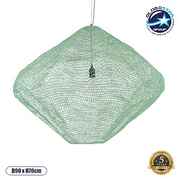 GLOBOSTAR® KENTUCKY 01870 Vintage Κρεμαστό Φωτιστικό Οροφής με Ντουί 1 x E27 AC 220-240V IP20 - Τιρκουάζ - Μ90 x Π90 x Υ70cm