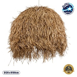 GLOBOSTAR® GUADELOUPE 02159 Boho Κρεμαστό Φωτιστικό Οροφής με Ντουί 1 x E27 AC 220-240V IP20 - Μπεζ - Μ120 x Π120 x Υ100cm
