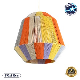 GLOBOSTAR® SALERNO 02188 Boho Κρεμαστό Φωτιστικό Οροφής με Ντουί 1 x E27 AC 220-240V IP20 - Πολύχρωμο - Μ50 x Π50 x Υ50cm