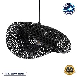 GLOBOSTAR® MEXICO 02200 Boho Κρεμαστό Φωτιστικό Οροφής με Ντουί 1 x E27 AC 220-240V IP20 - Μαύρο - Μ40 x Π30 x Υ13cm