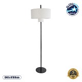 GloboStar® MARIGOLD 02228 Μοντέρνο Επιδαπέδιο Φωτιστικό Τρίφωτο 3 x E27 IP20 Μαύρο Αλουμίνιο με Λευκό Ύφασμα - Μ46 x Π46 x Υ160cm