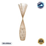 GloboStar® PORTONOVO S-02276 Boho Επιδαπέδιο Φωτιστικό Μονόφωτο 1 x E27 IP20 Μπεζ Ξύλο με Λευκό Ύφασμα - Μ35 x Π35 x Υ165cm