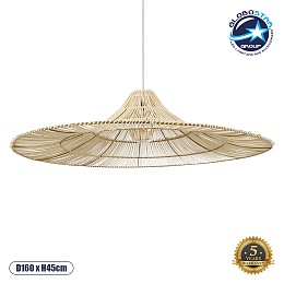 GLOBOSTAR® PALERMO 02311 Boho Κρεμαστό Φωτιστικό Οροφής με Ντουί 1 x E27 AC 220-240V IP20 - Μπεζ - Μ160 x Π160 x Υ45cm