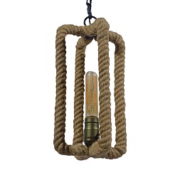 GLOBOSTAR® ELDORA 10001014 Vintage Κρεμαστό Φωτιστικό Οροφής με Ντουί 1 x E27 AC 220-240V IP20 - Μπεζ & Μπρούτζινο - Μ13 x Π13 x Υ30cm