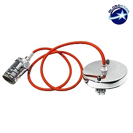 GLOBOSTAR® SUSPENS 115101 Vintage Κρεμαστό Φωτιστικό Οροφής με Ντουί 1 x E27 AC 220-240V IP20 - Ασημί & Πορτοκαλί - Μ10 x Π10 x Y94.3cm