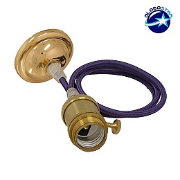 GLOBOSTAR® SUSPENS 115103 Vintage Κρεμαστό Φωτιστικό Οροφής με Ντουί 1 x E27 AC 220-240V IP20 - Χρυσό & Μωβ - Μ6.7 x Π6.7 x Y94.3cm