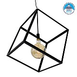 GLOBOSTAR® CUBE 01672 Μοντέρνο Κρεμαστό Φωτιστικό Οροφής με Ντουί 1 x E27 AC 220-240V IP20 - Μαύρο - Μ70 x Π70 x Υ87cm