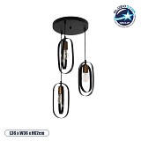 GLOBOSTAR® SPARKIO 201-0025 Vintage Κρεμαστό Φωτιστικό Οροφής με Ντουί 3 x E27 AC 220-240V IP20 - Μαύρο & Χρυσό - Μ36 x Π36 x Υ62cm