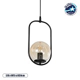GLOBOSTAR® ZENITH 201-0093 Vintage Κρεμαστό Φωτιστικό Οροφής με Ντουί 1 x E27 AC 220-240V IP20 - Μαύρο & Μελί - Μ18 x Π15 x Υ38cm